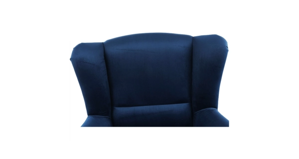 Křeslo ušák WANGI s taburetem, modrá