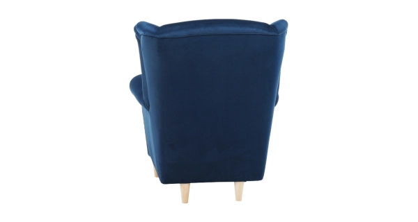 Křeslo ušák WANGI s taburetem, modrá