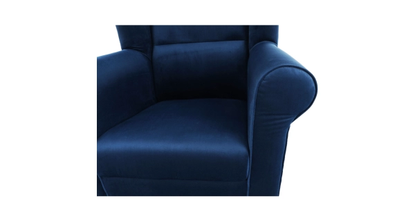 Křeslo ušák WANGI s taburetem, modrá