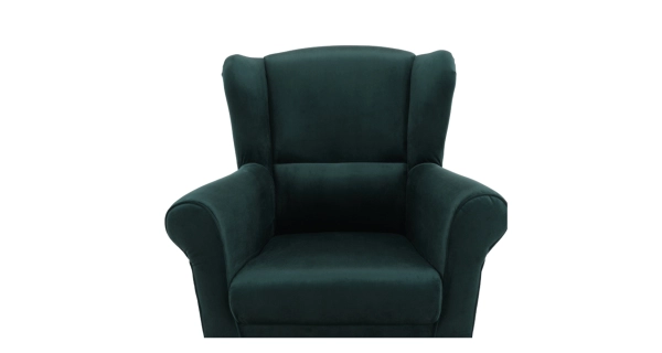 Křeslo ušák WANGI s taburetem, smaragdová