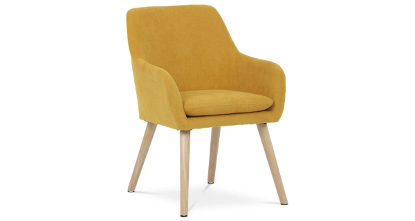 Křeslo VORVORXER, žlutá látka, masiv kaučukovník