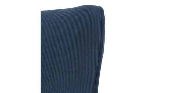 Křeslo WELQUINFEN, modrá manšestrová látka, masiv kaučukovník