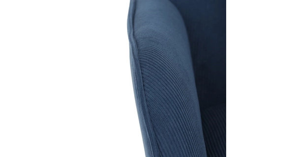 Křeslo WELQUINFEN, modrá manšestrová látka, masiv kaučukovník