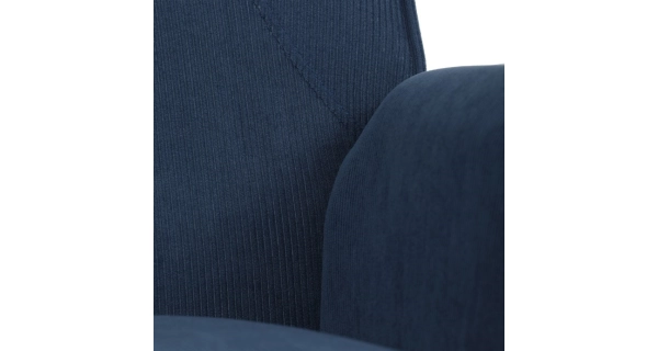 Křeslo WELQUINFEN, modrá manšestrová látka, masiv kaučukovník