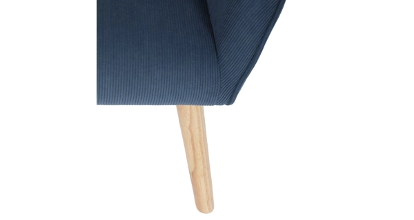 Křeslo WELQUINFEN, modrá manšestrová látka, masiv kaučukovník