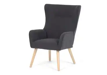 Křeslo WELQUINFEN, šedá manšestrová látka, masiv kaučukovník