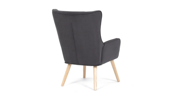 Křeslo WELQUINFEN, šedá manšestrová látka, masiv kaučukovník