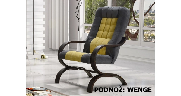 Křeslo WESSON 1, látka grafit/světle šedá látka/wenge