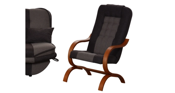 Křeslo WESSON 2, černá látka/šedá látka/olše