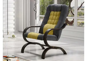 Křeslo WESSON 5, šedá látka/žlutá látka/wenge