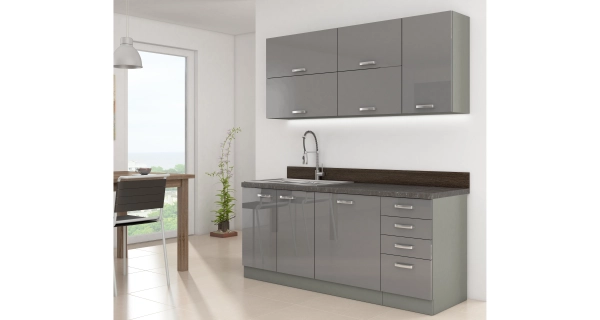 Kuchyně AVERNA 180 cm, korpus: platinově šedá, dvířka: šedý lesk