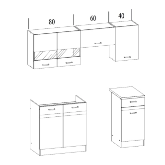 Kuchyně BELISA 120/180 cm, dub wenge/rijeka světlá