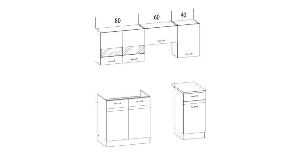 Kuchyně BELISA 120/180 cm, dub wenge/rijeka světlá