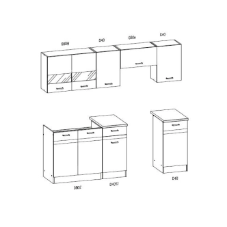 Kuchyně BELISA 160/220 cm, dub wenge/rijeka světlá