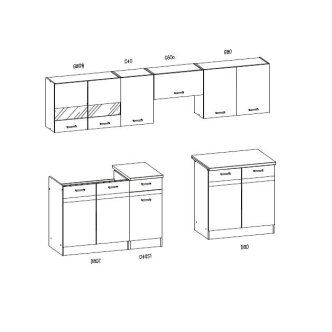 Kuchyně BELISA 200/260 cm, dub wenge/rijeka světlá