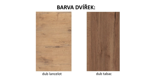 Kuchyně FLARE, korpus: bílá alpská, dvířka: dub tabac + bílý lesk