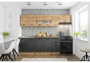 Kuchyně GAVIN, 200/260 cm, dub artisan/tmavě šedá