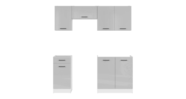 Kuchyně JAMISON 120/180 cm bez pracovní desky, bílá/světle šedý lesk