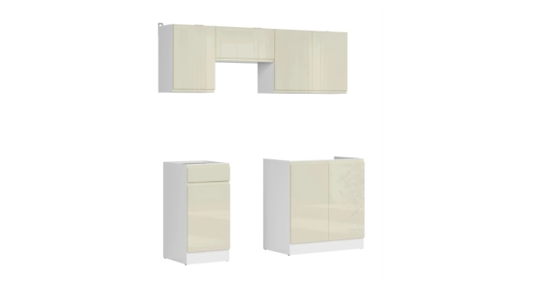 Kuchyně JAMISON 120/180 cm bez pracovní desky, bílá/vanilka lesk