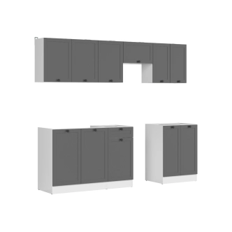 Kuchyně JAMISON 180/230 cm bez pracovní desky, bílá/grafit