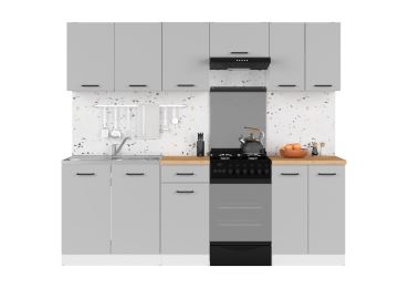 Kuchyně JAMISON 180/230 cm bez pracovní desky, bílá/světle šedý lesk