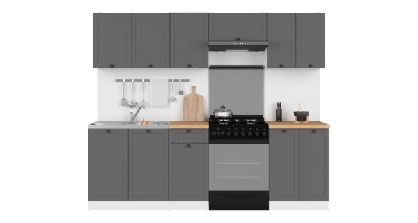 Kuchyně JAMISON 180/240 cm bez pracovní desky, bílá/grafit