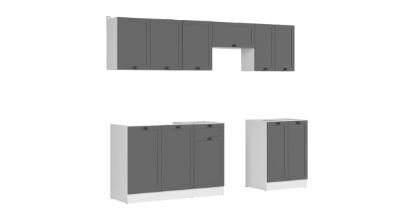 Kuchyně JAMISON 180/240 cm bez pracovní desky, bílá/grafit