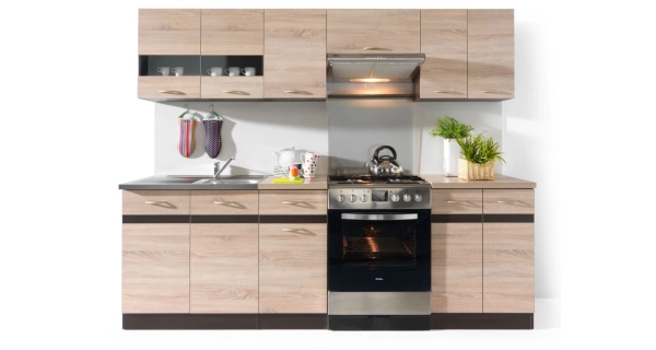 Kuchyně JAMISON 180/240 cm, korpus wenge/dvířka dub sonoma