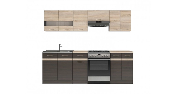 Kuchyně JAMISON 180/240 cm, korpus wenge/dvířka dub sonoma, wenge 