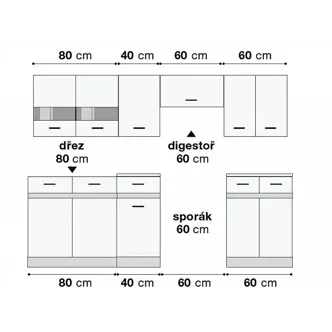 Kuchyně JAMISON 180/240 cm, korpus wenge/dvířka dub sonoma, wenge 