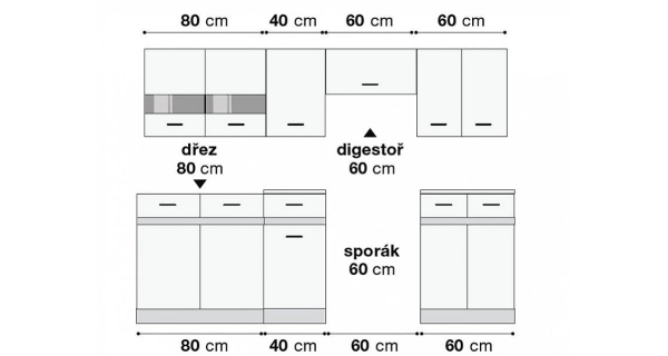 Kuchyně JAMISON 180/240 cm, korpus wenge/dvířka dub sonoma, wenge 