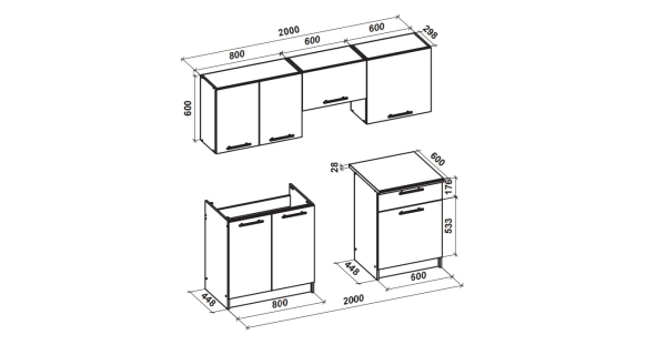 Kuchyně JAYDEN 140/200 cm, korpus: dub sonoma, dveře: vanilka