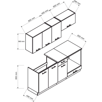 Kuchyně LIRKI 180 cm, dub artisan