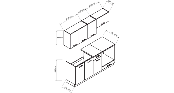Kuchyně LIRKI 180 cm, dub artisan
