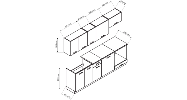 Kuchyně LIRKI 240 cm, dub sonoma