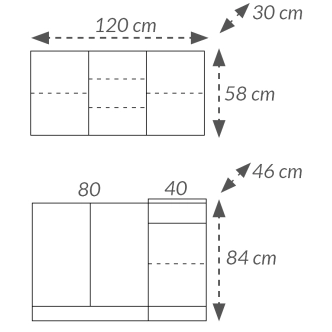 Kuchyně MALEN, 120 dub sonoma/bílá