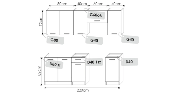 Kuchyně MALLEM 160/220 cm, artisan