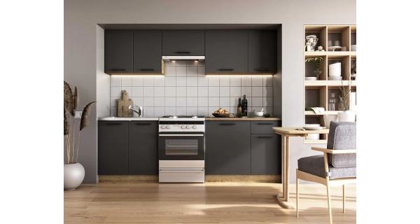 Kuchyně MINOUS 180/240 cm, korpus: dub craft, dvířka: antracit