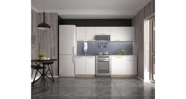 Kuchyně MINOUS 180/240 cm, korpus: dub sonoma, dvířka: bílé