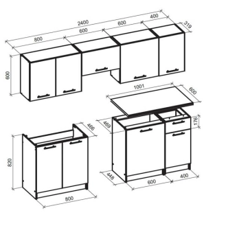 Kuchyně MINOUS 180/240 cm, korpus: dub sonoma, dvířka: bílé