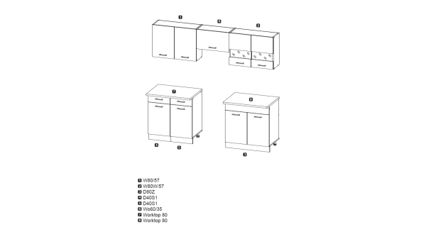 Kuchyně PIETRUS 160/220 cm, antracit/dub craft