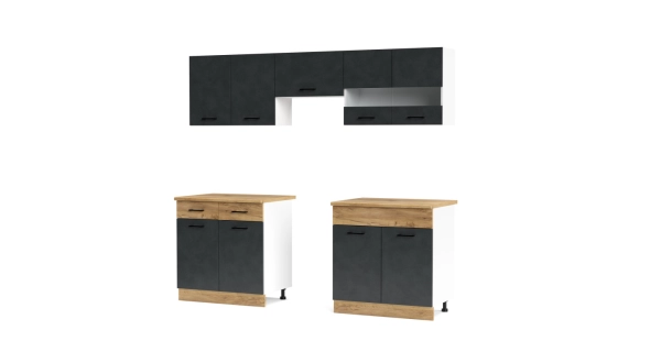 Kuchyně PIETRUS 160/220 cm, antracit/dub craft