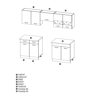 Kuchyně PIETRUS 160/220 cm, bílá/dub craft