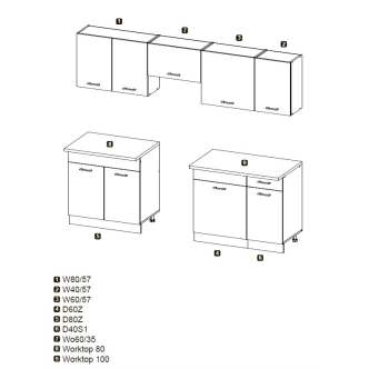 Kuchyně PIETRUS 180/240 cm, antracit/dub craft