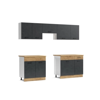 Kuchyně PIETRUS 180/240 cm, antracit/dub craft