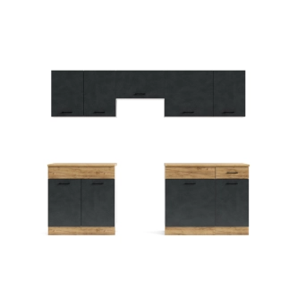 Kuchyně PIETRUS 180/240 cm, antracit/dub craft