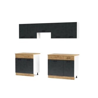 Kuchyně PIETRUS 180/240 cm, antracit/dub craft