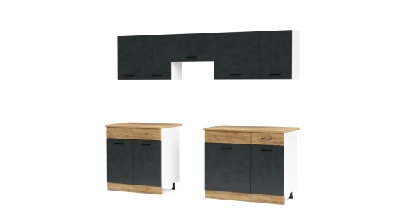 Kuchyně PIETRUS 180/240 cm, antracit/dub craft