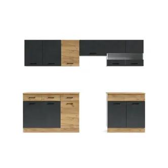 Kuchyně PIETRUS 200/260 cm, antracit/dub craft DOPRODEJ