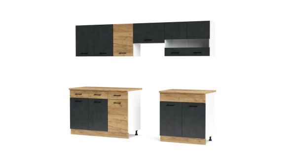 Kuchyně PIETRUS 200/260 cm, antracit/dub craft